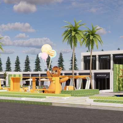  现代商业步行街su模型 