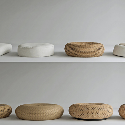  日式坐垫 禅垫 榻榻米垫子su模型 