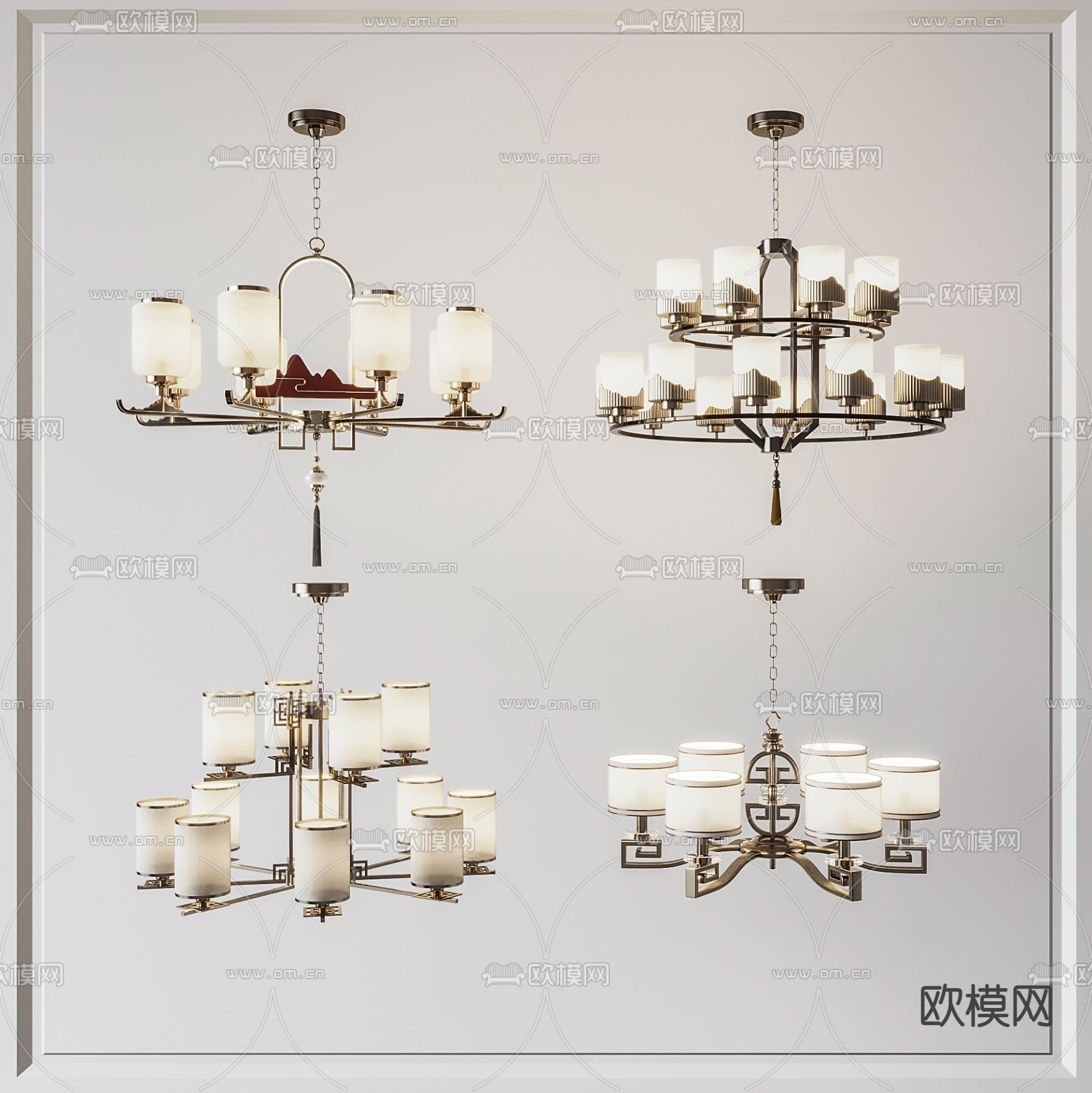 新中式吊灯su模型下载（渲染图1）