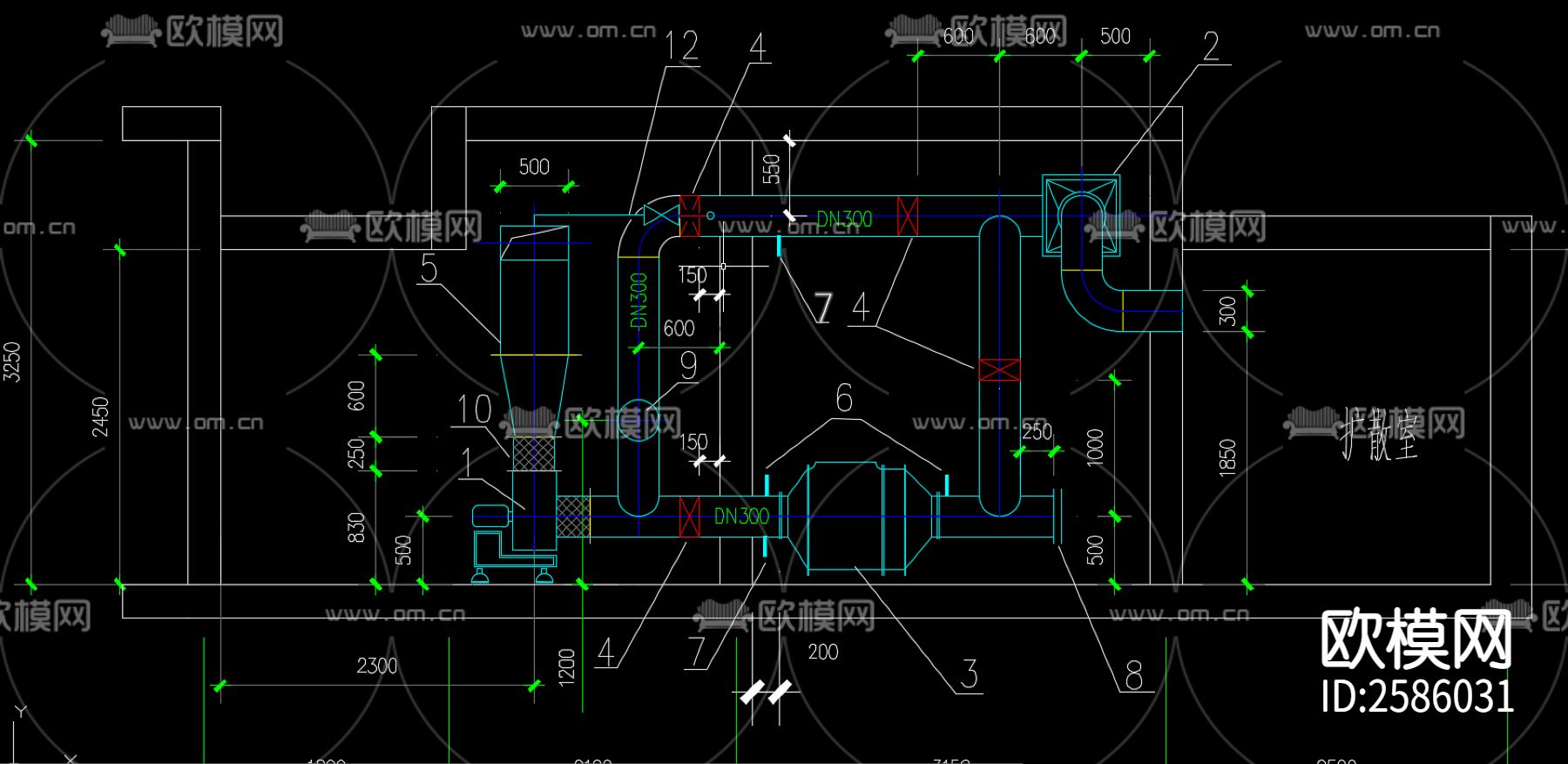 人防进出口部大样图CAD施工图下载（渲染图6）