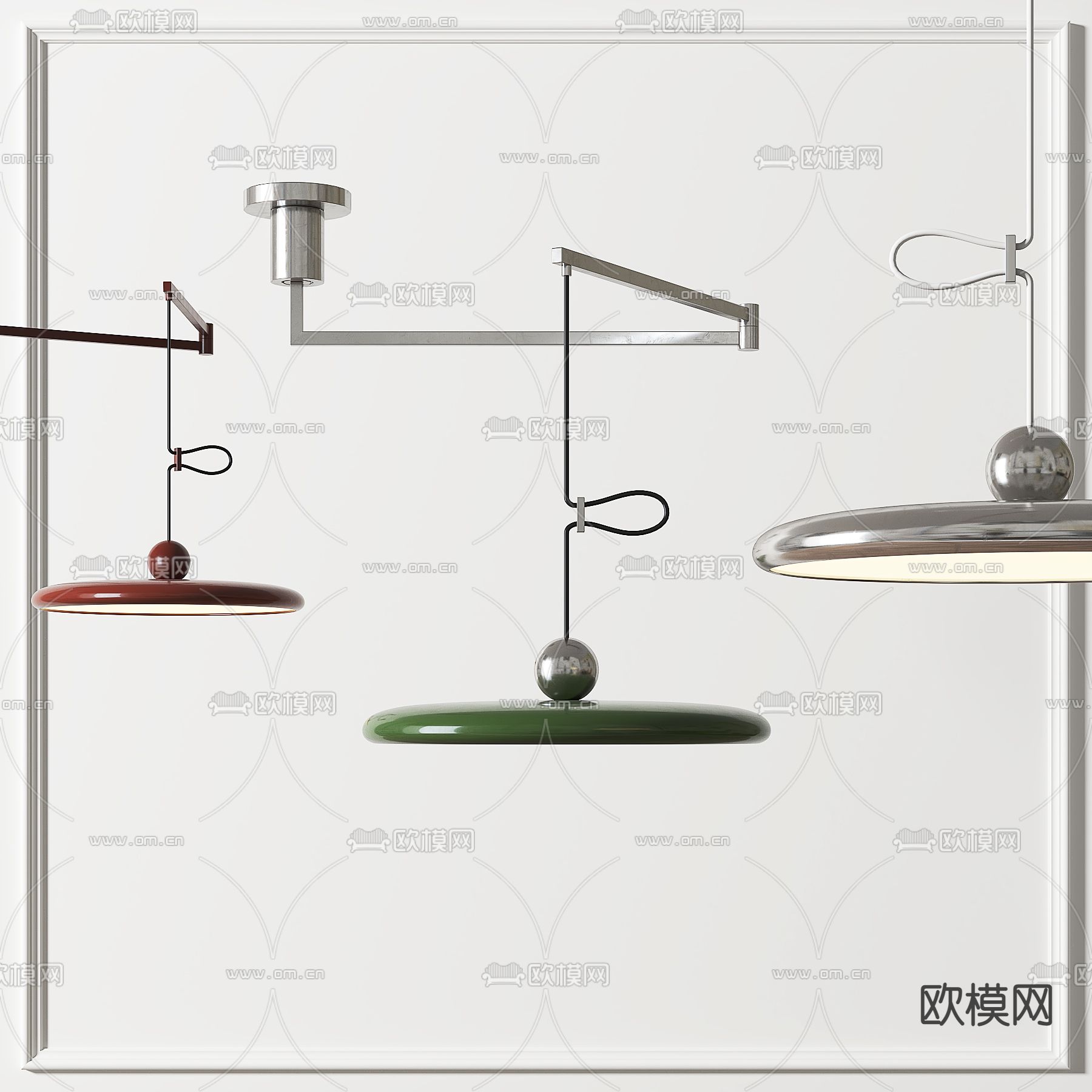 法式飞碟吊灯3d模型下载