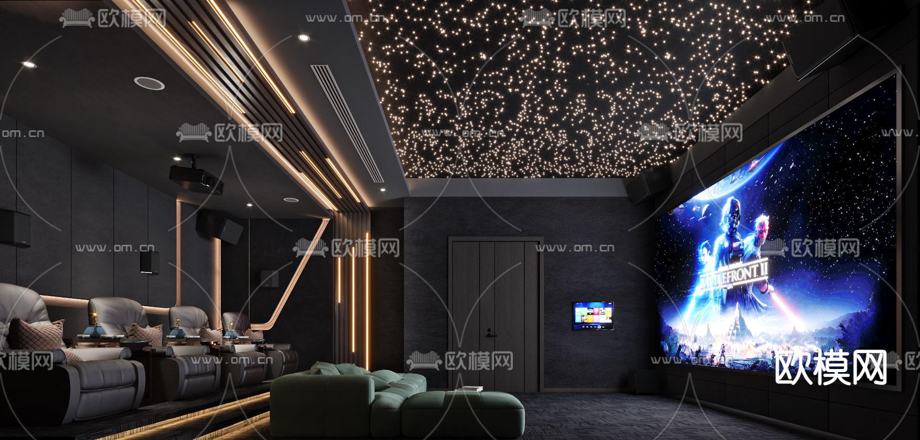 影音室 视听室 家庭影院3d模型下载