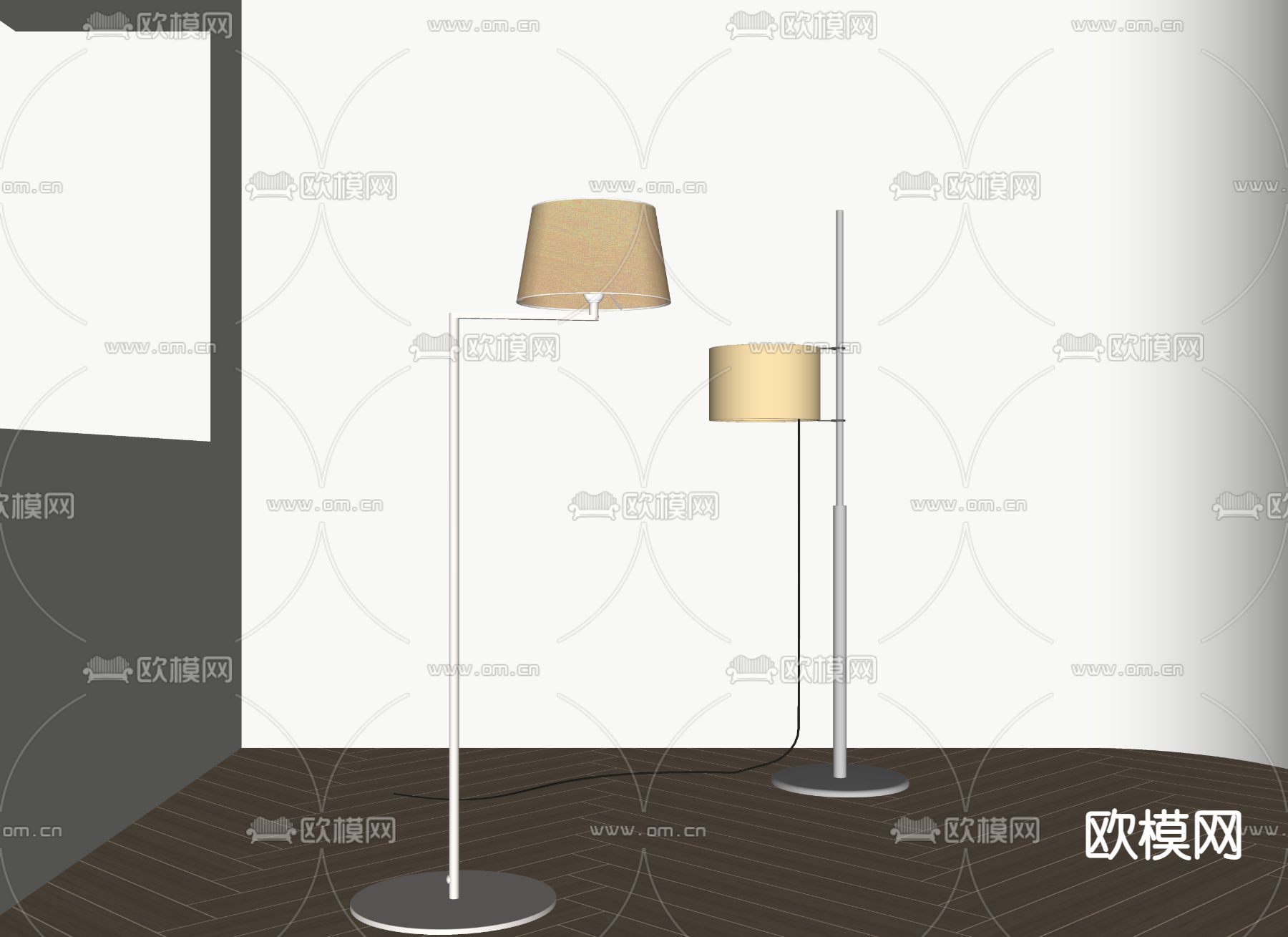 现代落地灯su模型下载（渲染图2）