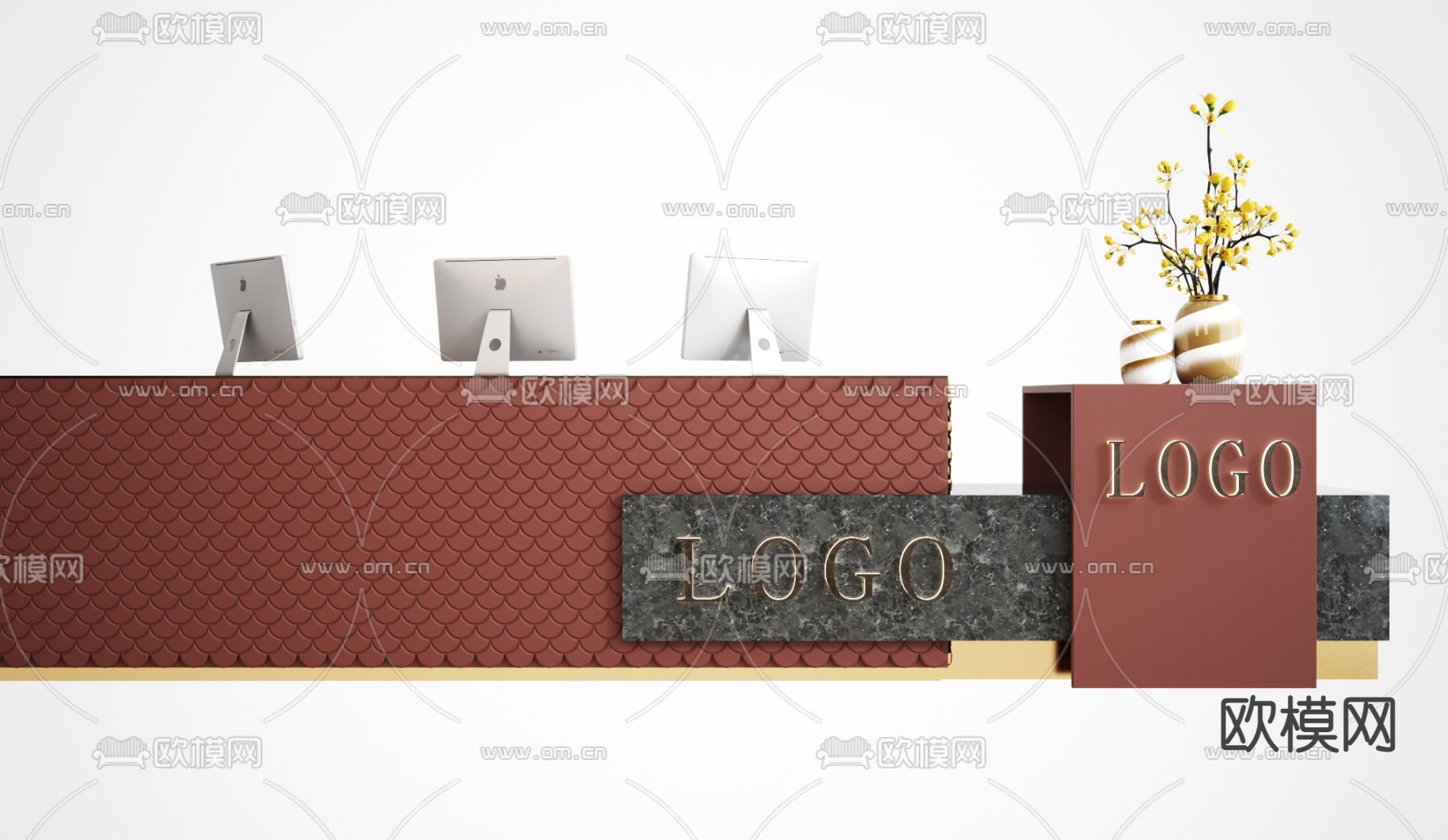 接待台 前台3d模型下载