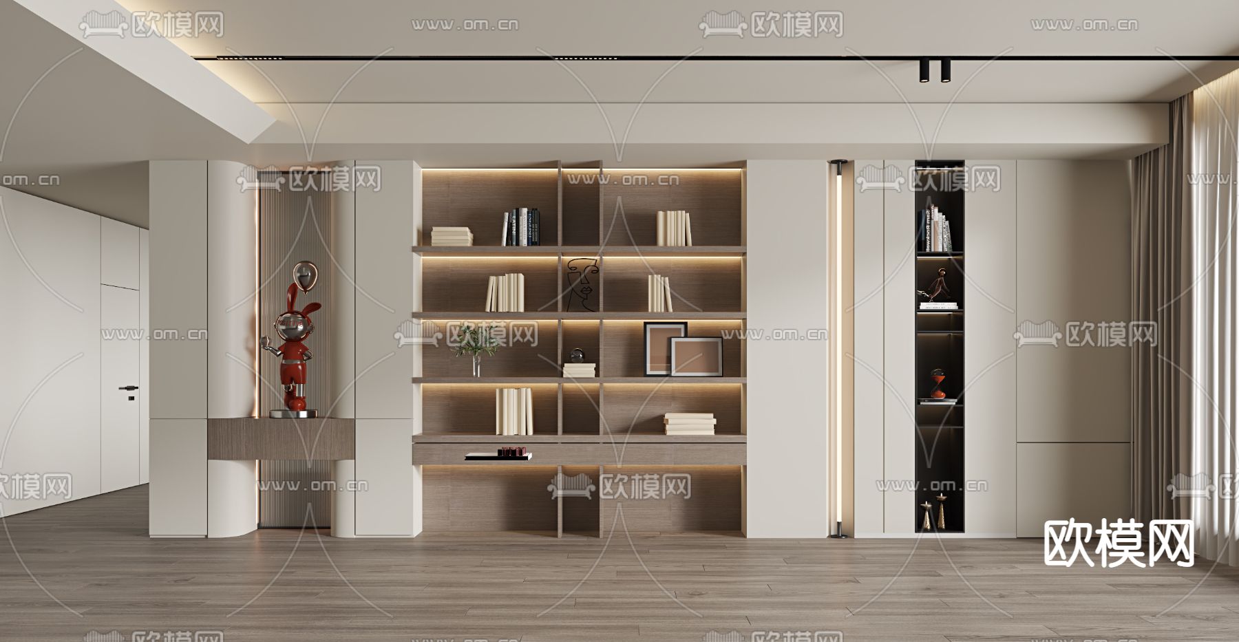 现代书柜 陈列柜3d模型下载