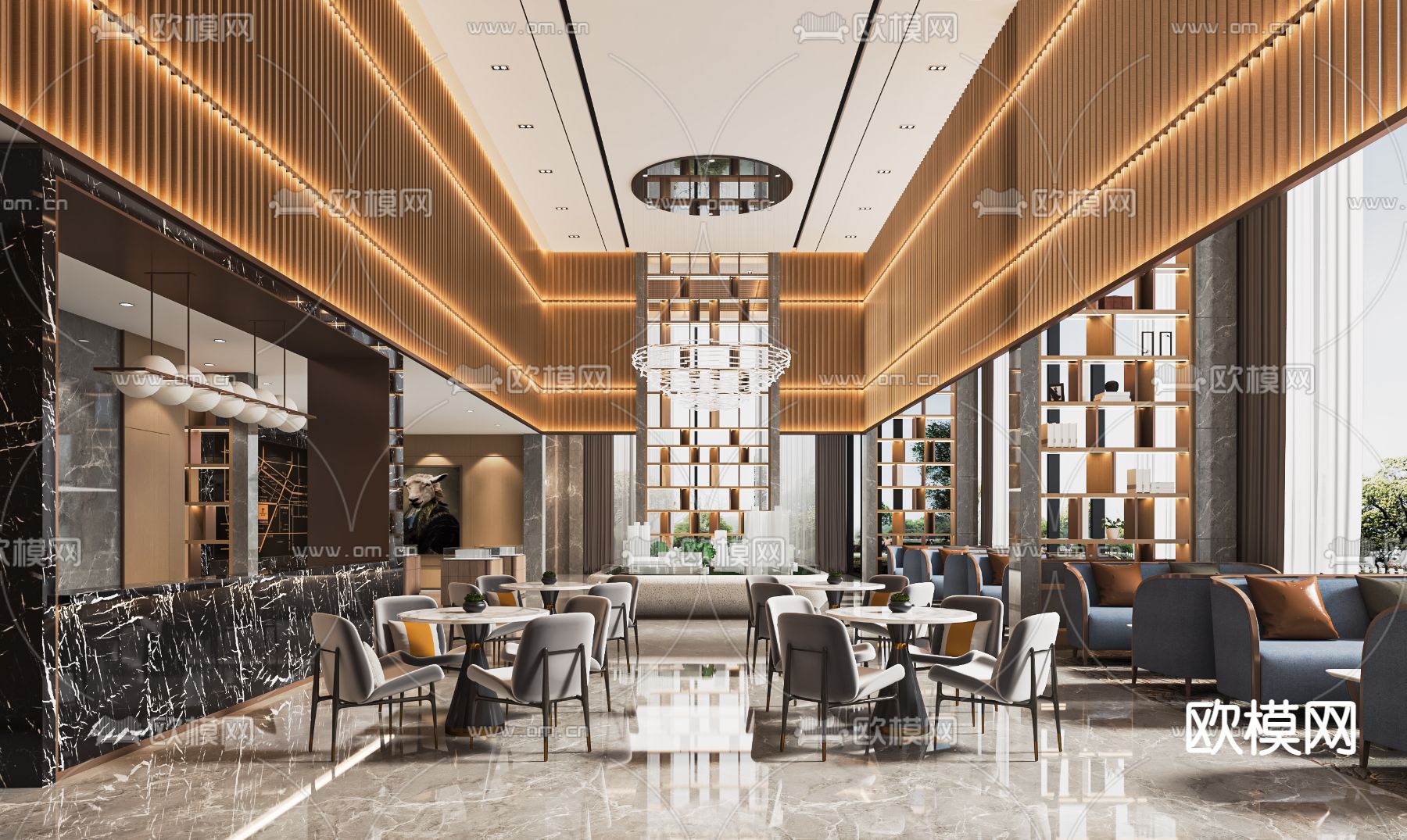 轻奢售楼处 洽谈区su模型下载