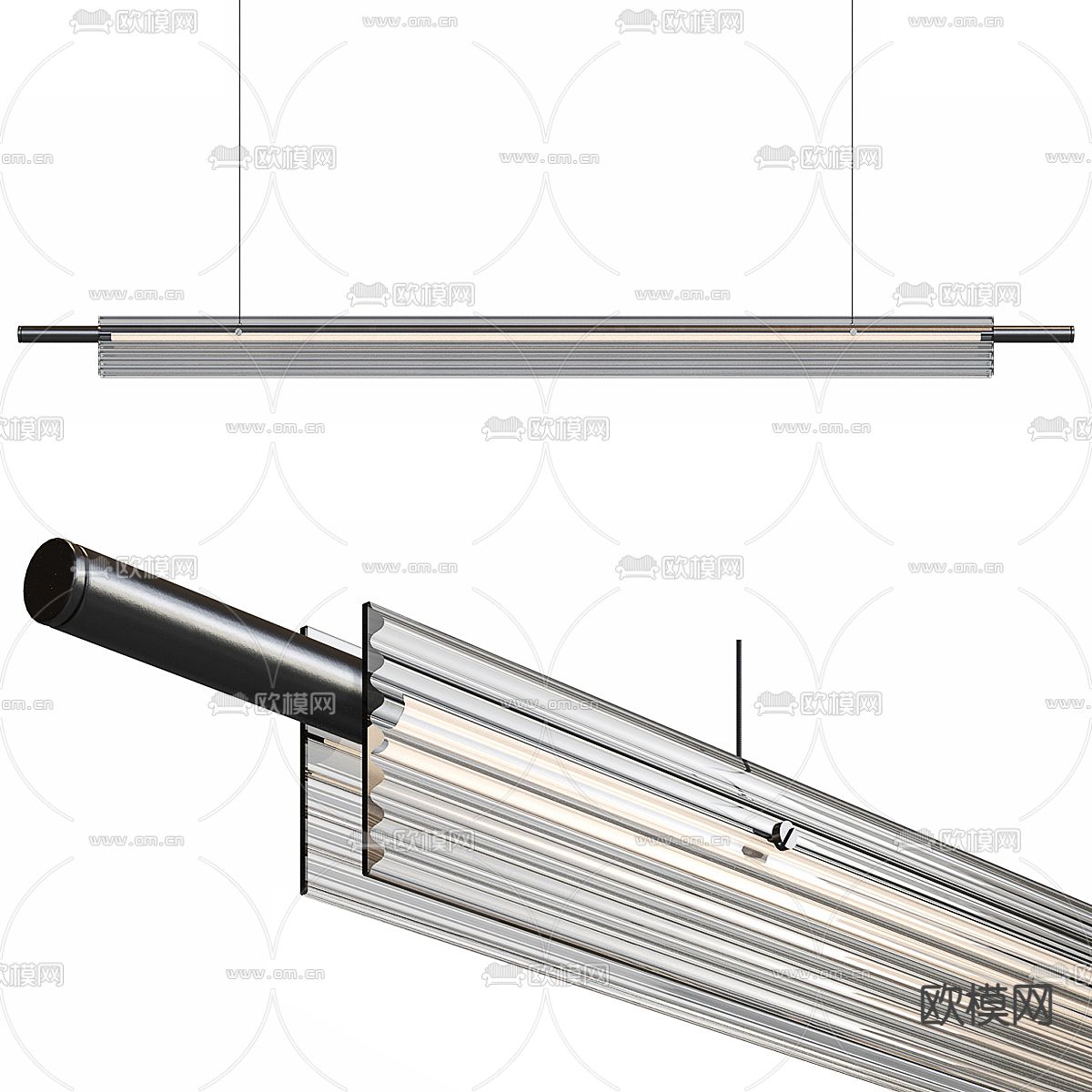 长条吊灯 办公吊灯3d模型下载