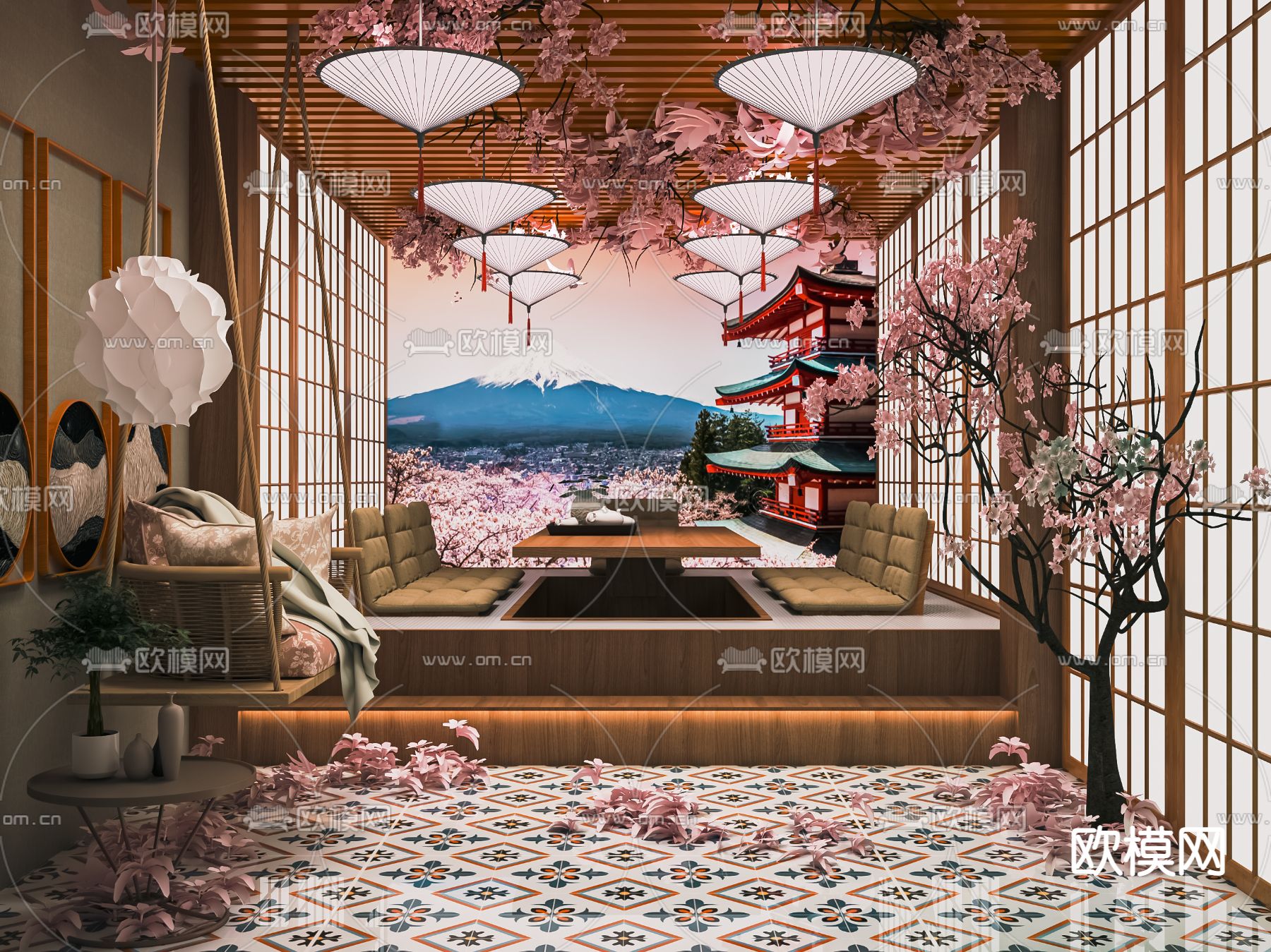 日式料理店su模型下载