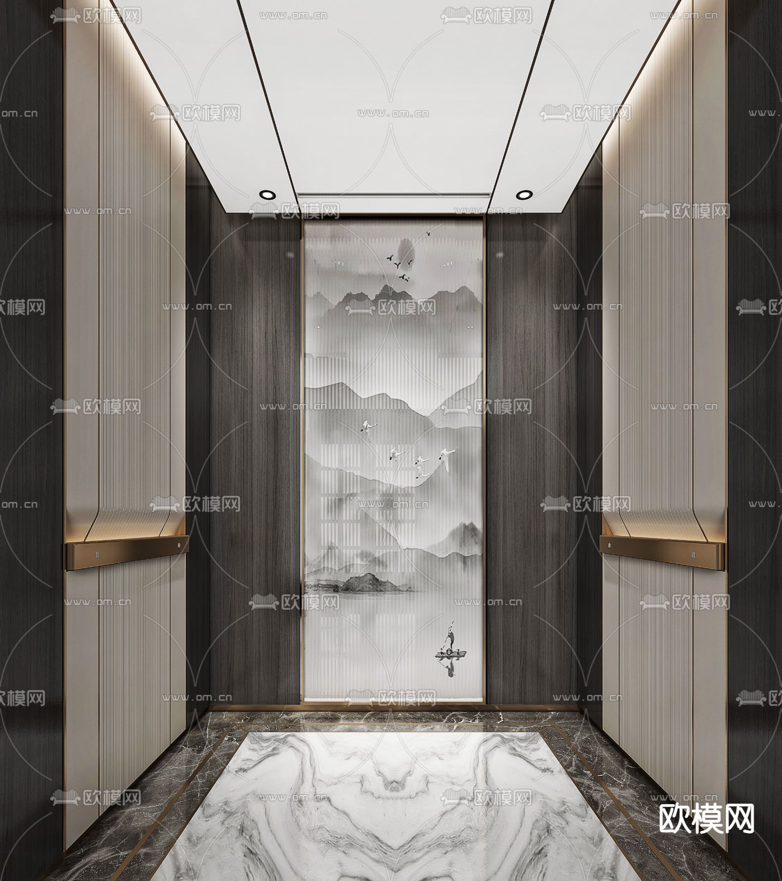 电梯轿厢3d模型下载_ID14038752_3dmax免费模型-欧模网