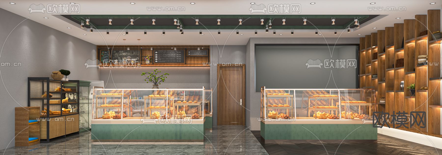 现代甜品店 面包店su模型下载