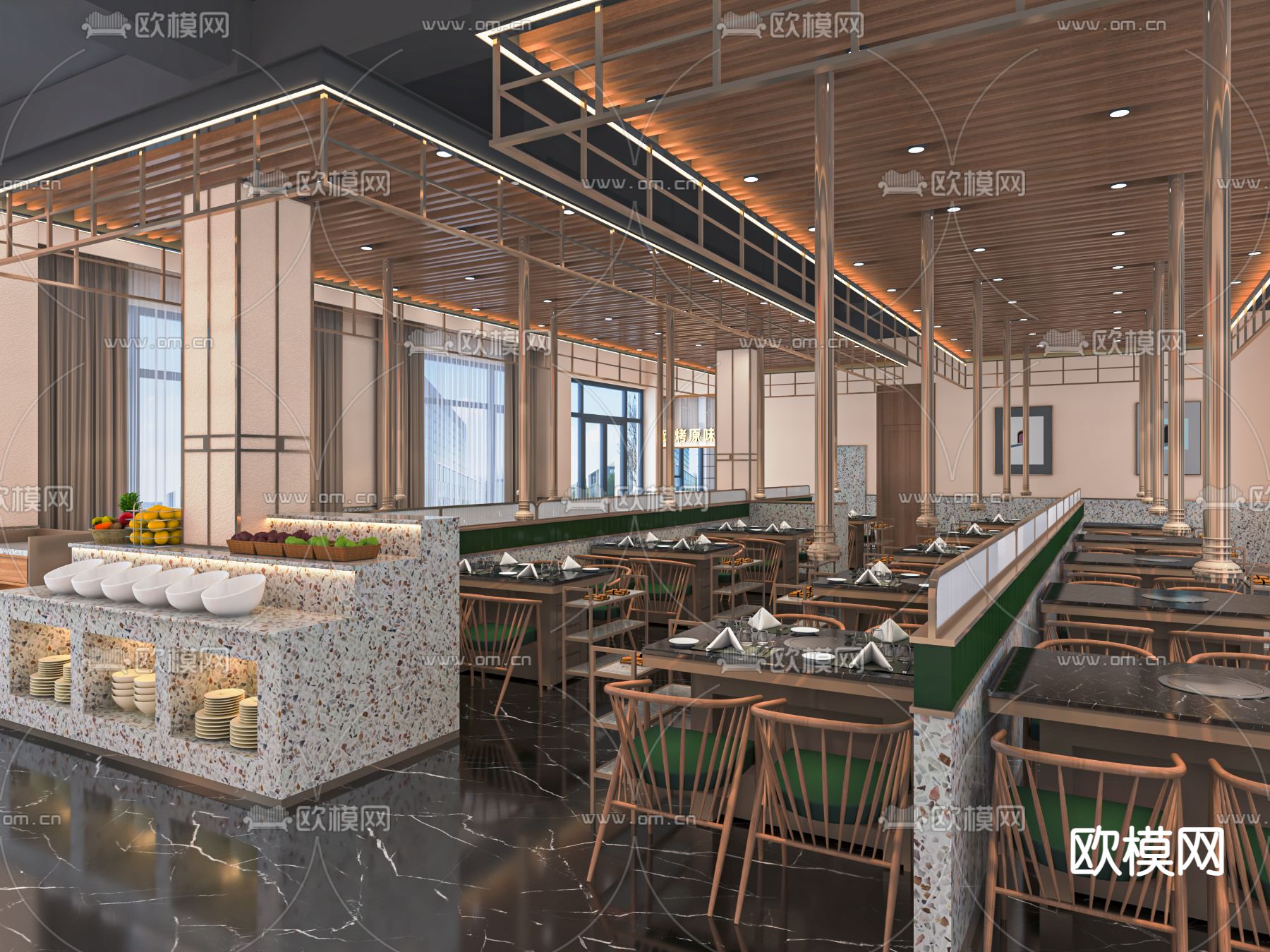 现代烧烤店su模型下载