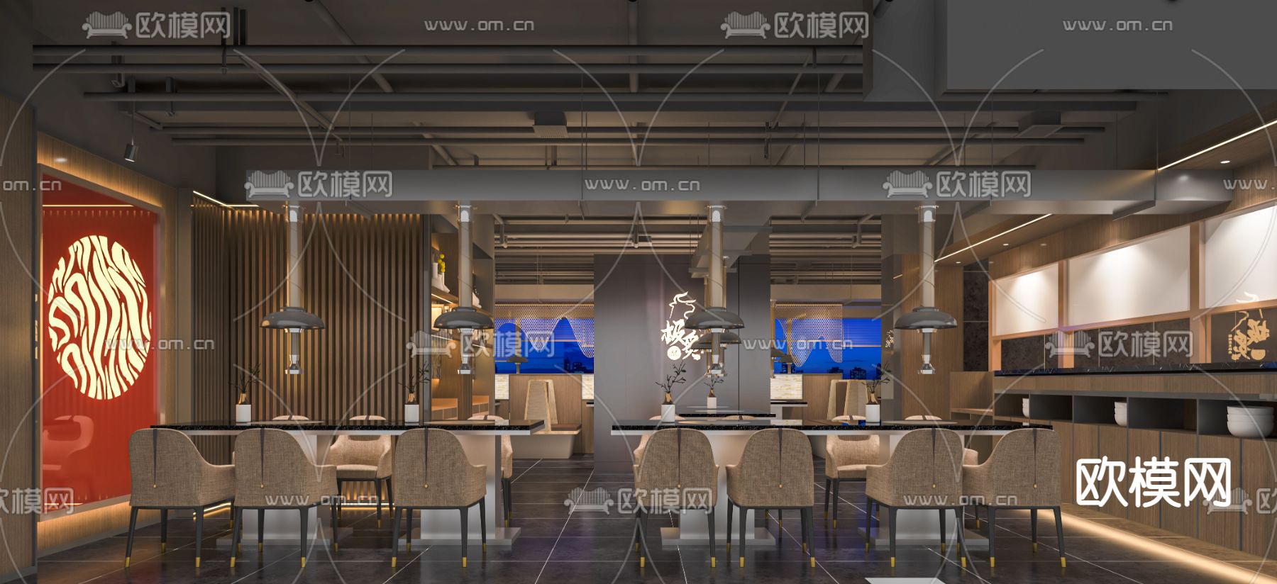 轻奢烧烤店su模型下载