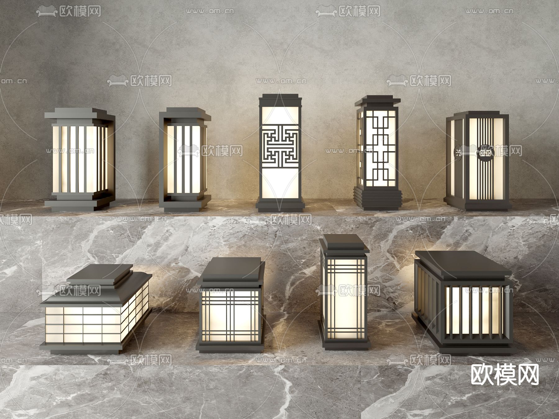 景观灯 户外灯 草坪灯 石灯 柱灯3d模型下载