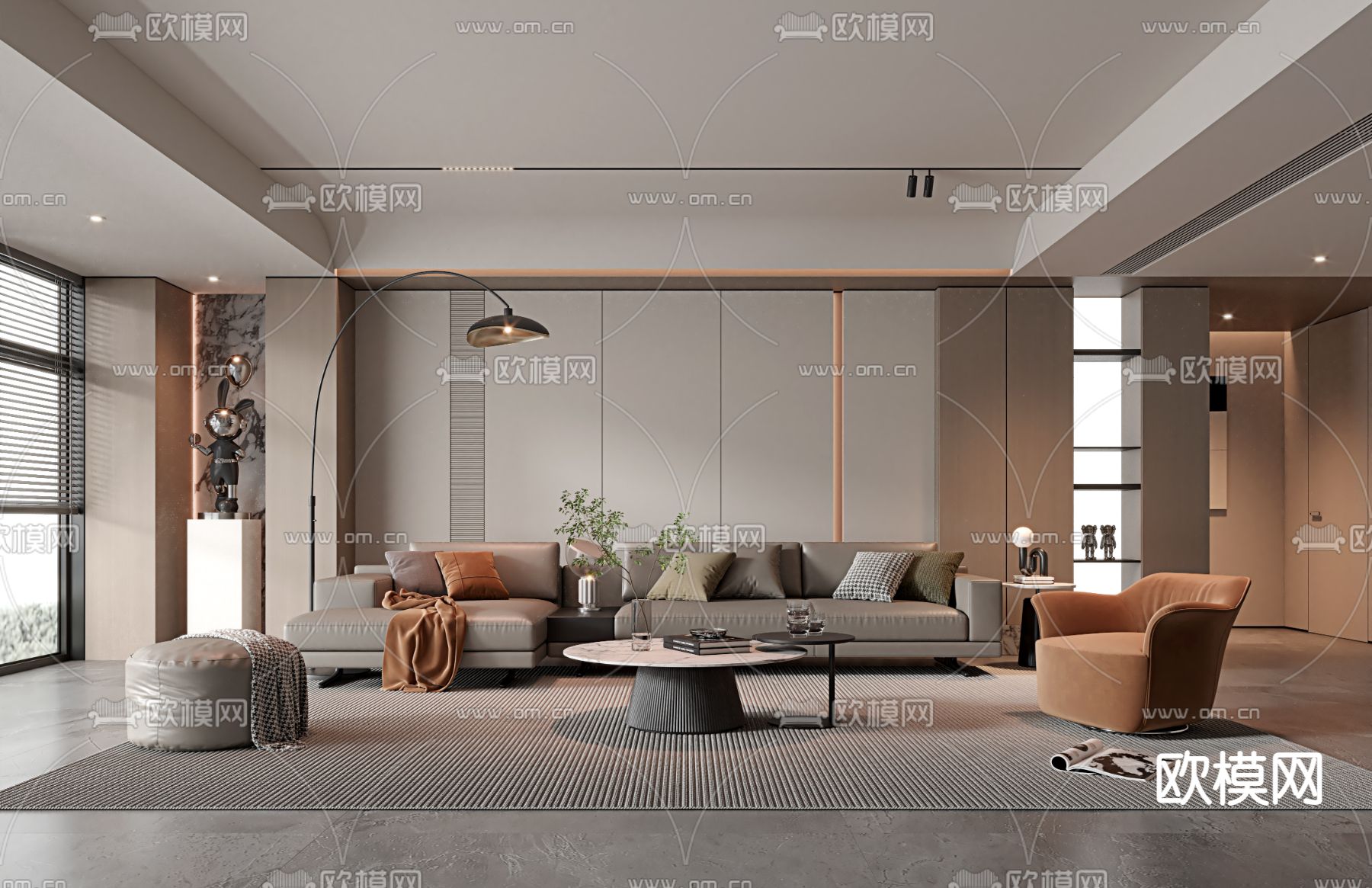 现代客厅3d模型下载_ID14039422_3dmax免费模型-欧模网