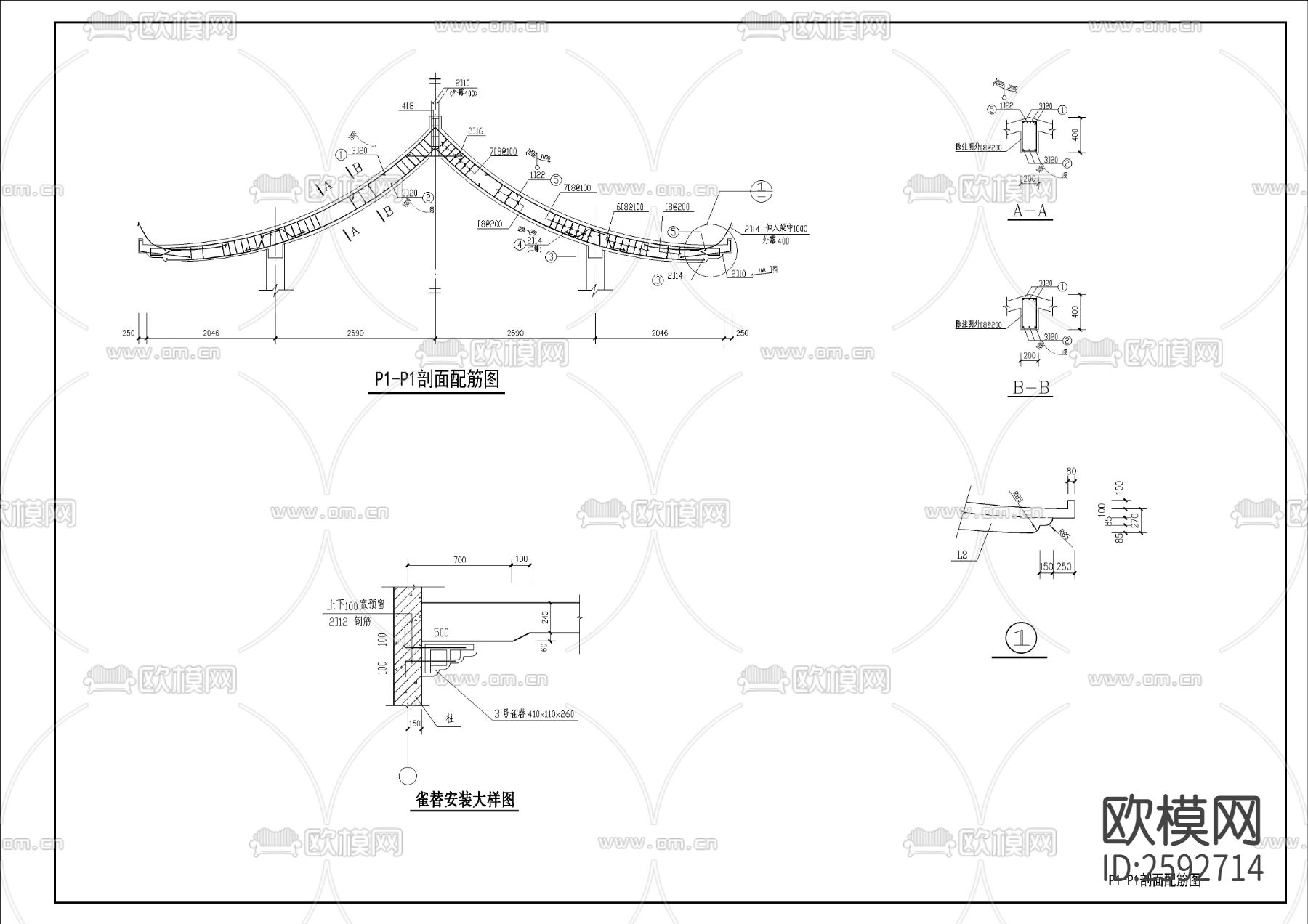 古建筑小品廊亭CAD施工图下载（渲染图10）