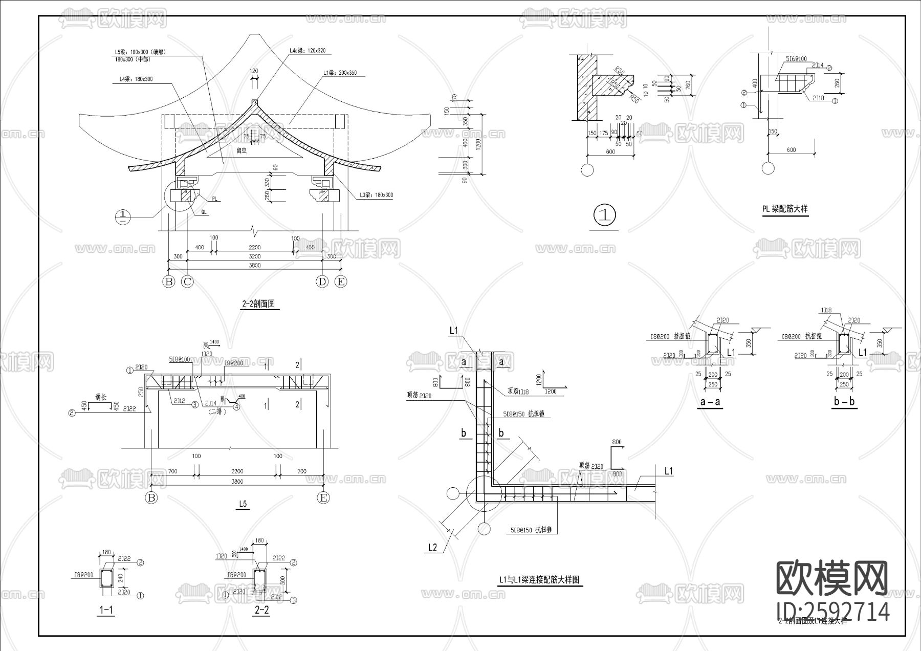 古建筑小品廊亭CAD施工图下载（渲染图9）