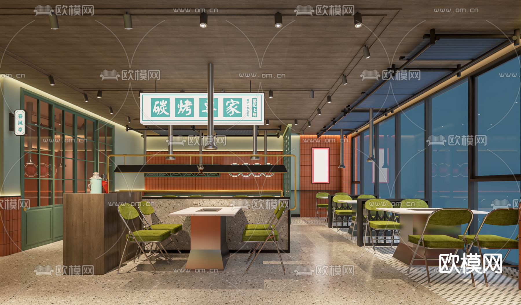 简美烧烤店su模型下载