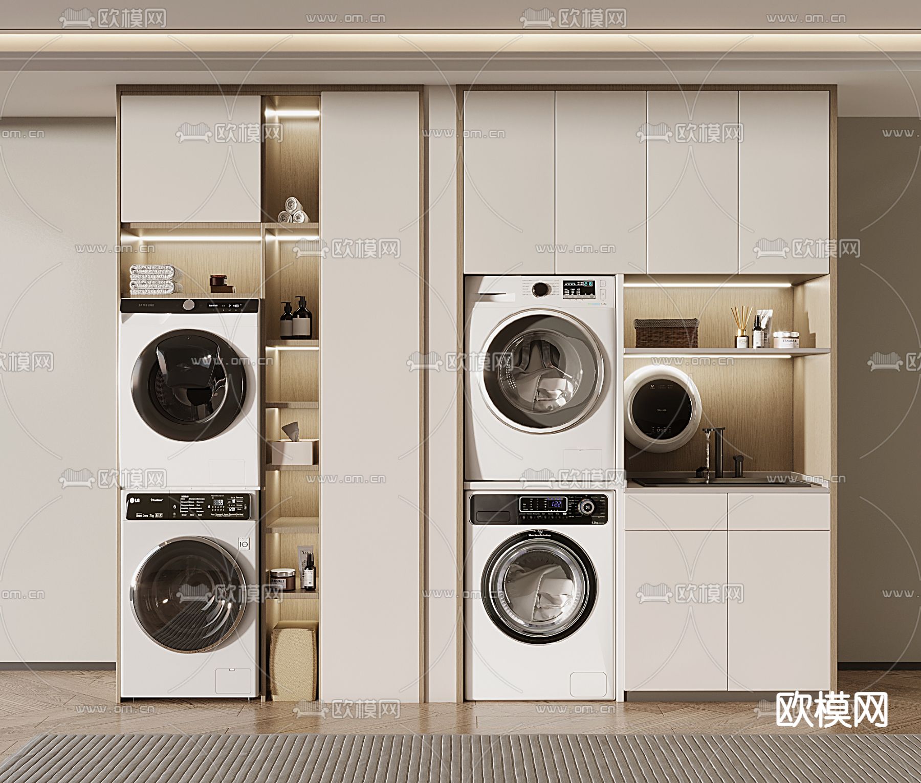 洗衣机柜 阳台柜3d模型下载