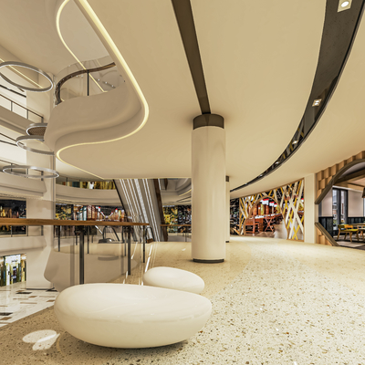  现代商场过道 商场中庭su模型 