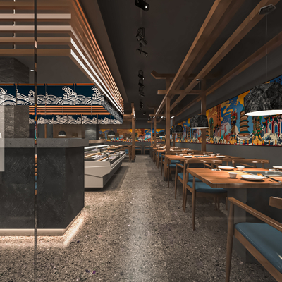  日式料理店su模型 