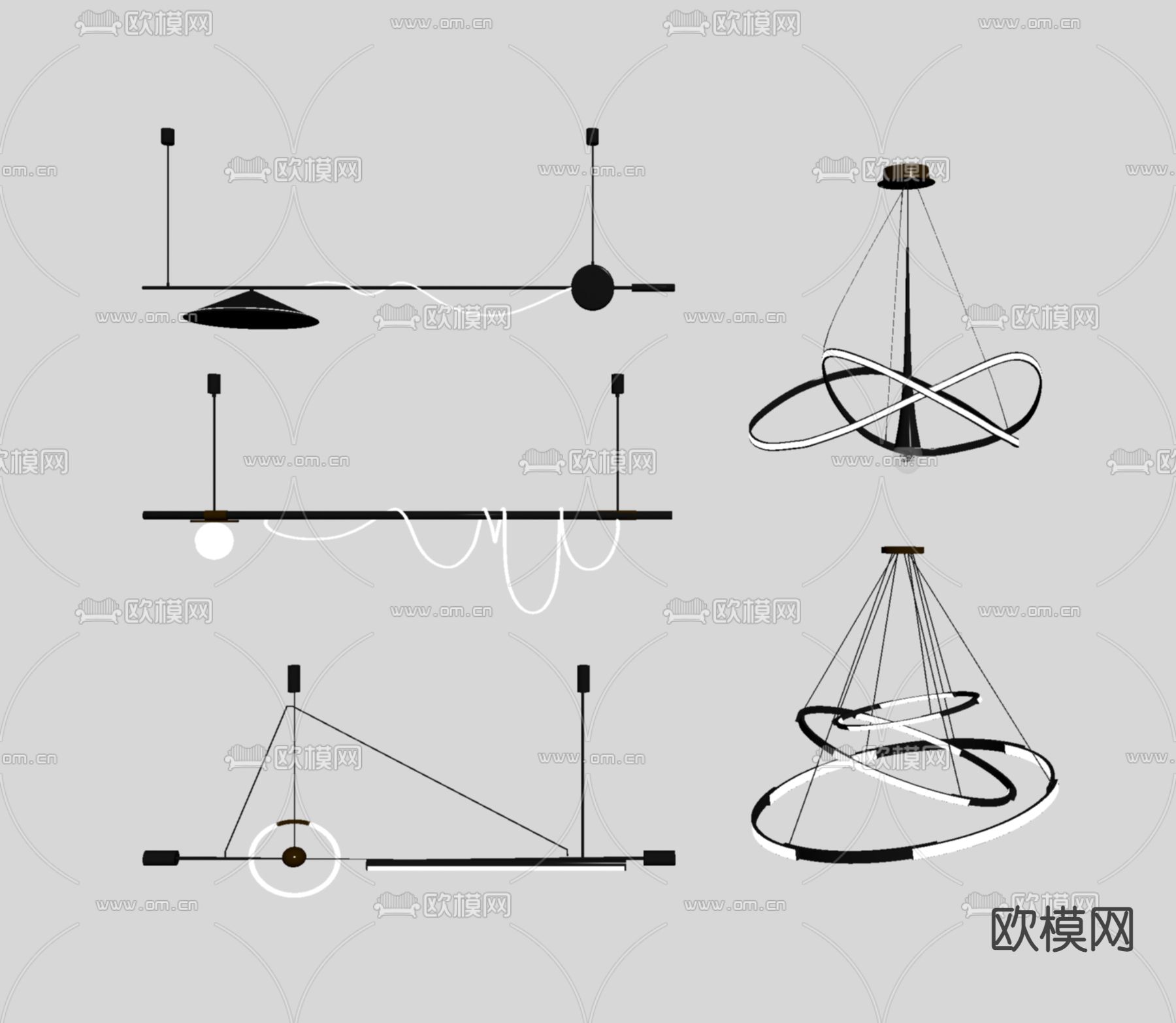 轻奢吊灯su模型下载（渲染图2）