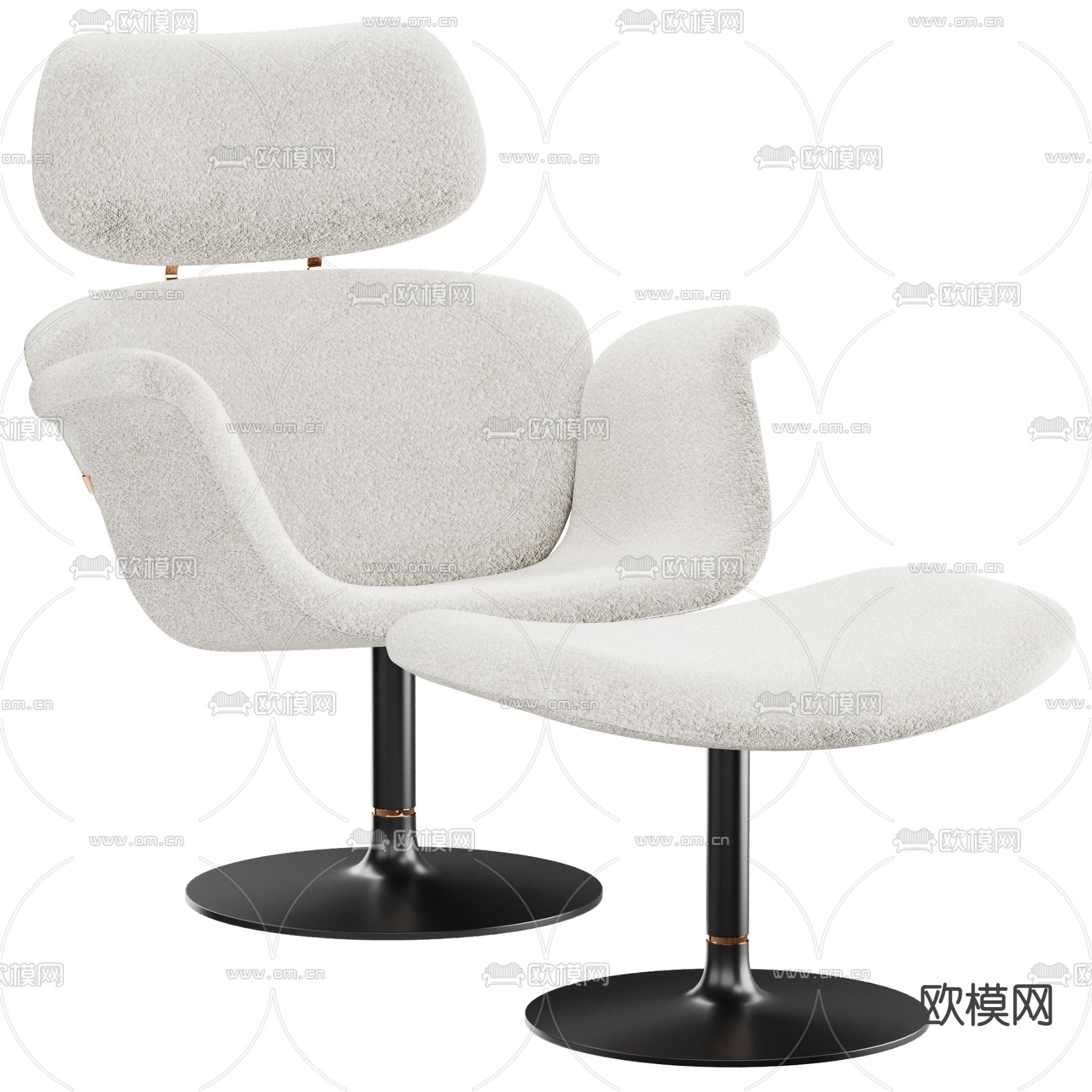 奶油风椅子 休闲椅3d模型下载（渲染图1）