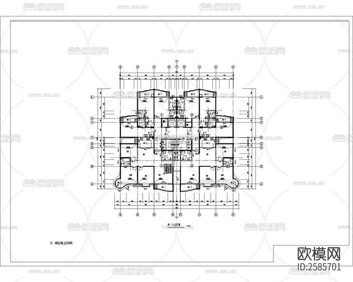 高層公寓建筑CAD施工圖下載(渲染圖3)