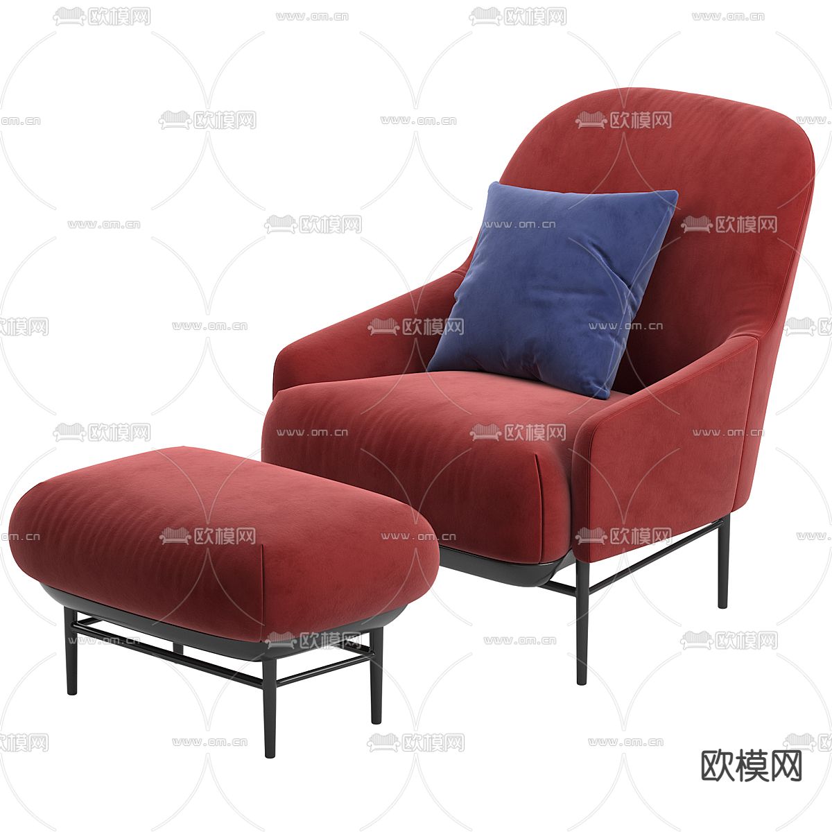 红色沙发 休闲沙发3d模型下载