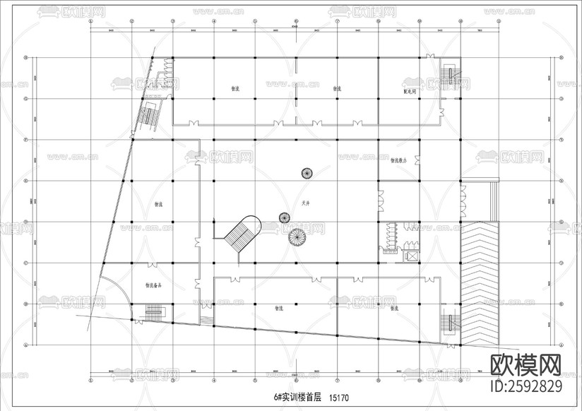中學(xué)總圖及和各棟全套建筑CAD施工圖下載(渲染圖5)
