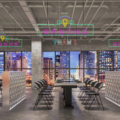  工业风烧烤店su模型 