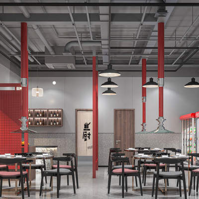  现代烧烤店su模型 