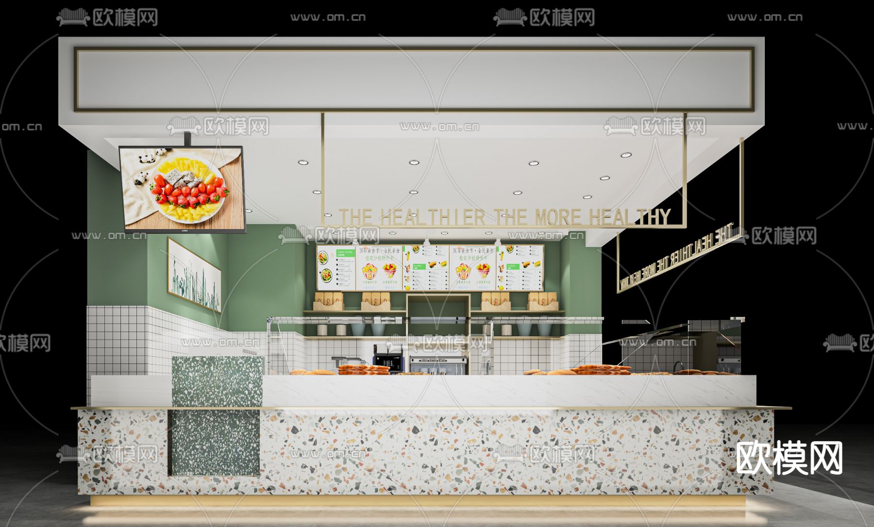 北欧甜品店门头su模型下载