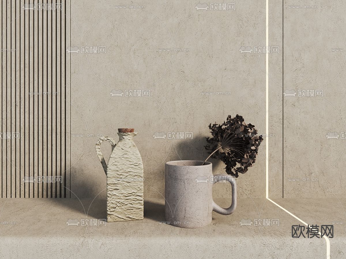 侘寂风装饰摆件免费3d模型下载