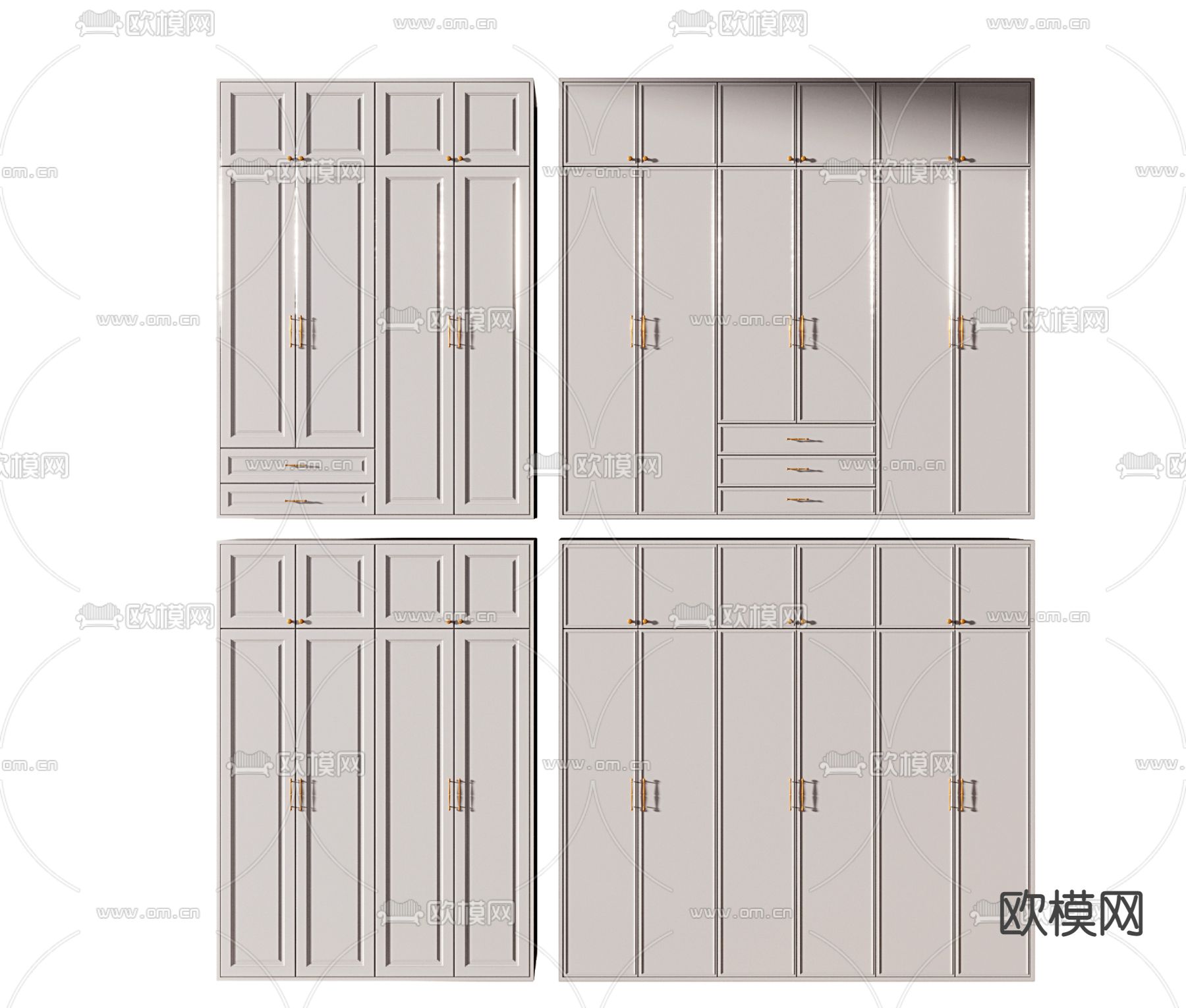 奶油风衣柜 衣橱3d模型下载
