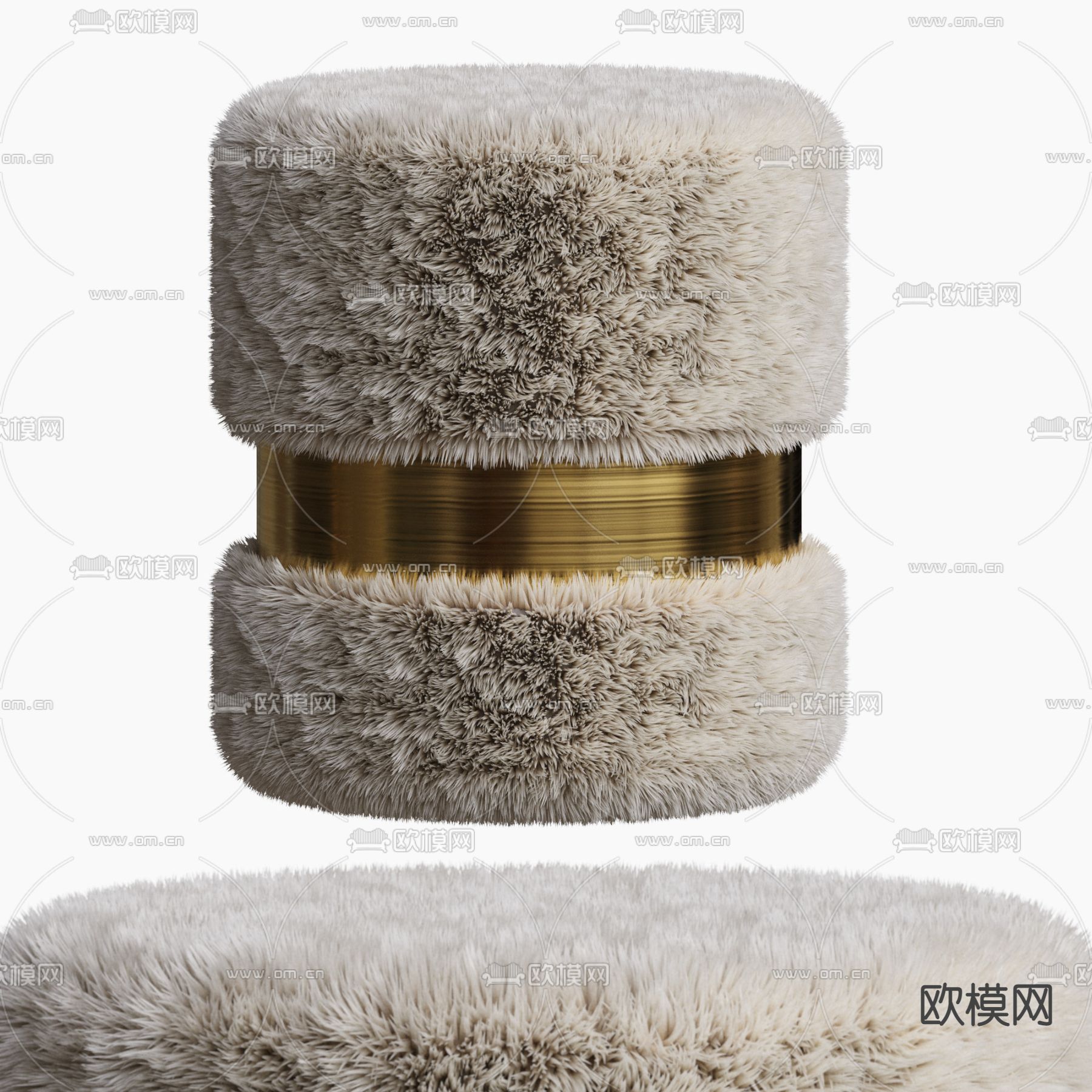 轻奢风凳子 圆凳 矮凳3d模型下载（渲染图2）