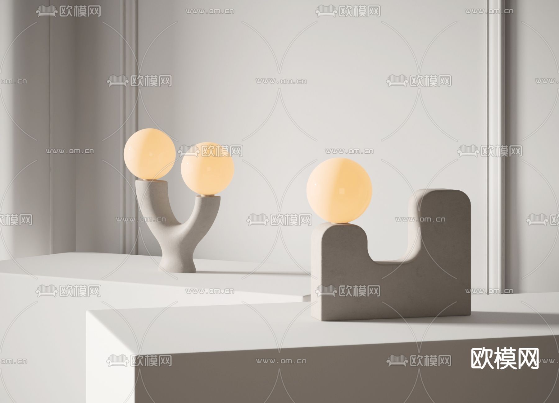 石膏台灯3d模型下载