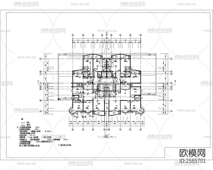 高層公寓建筑CAD施工圖下載(渲染圖1)
