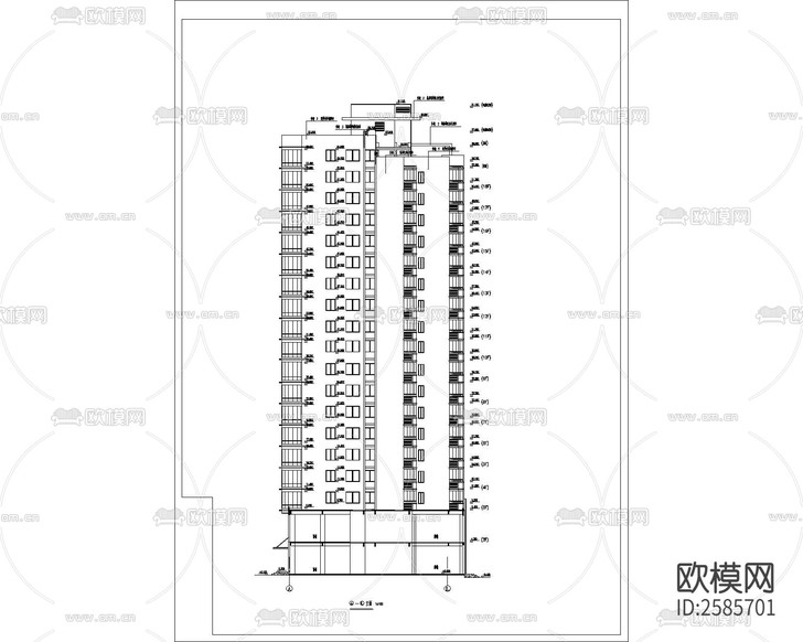 高層公寓建筑CAD施工圖下載(渲染圖5)