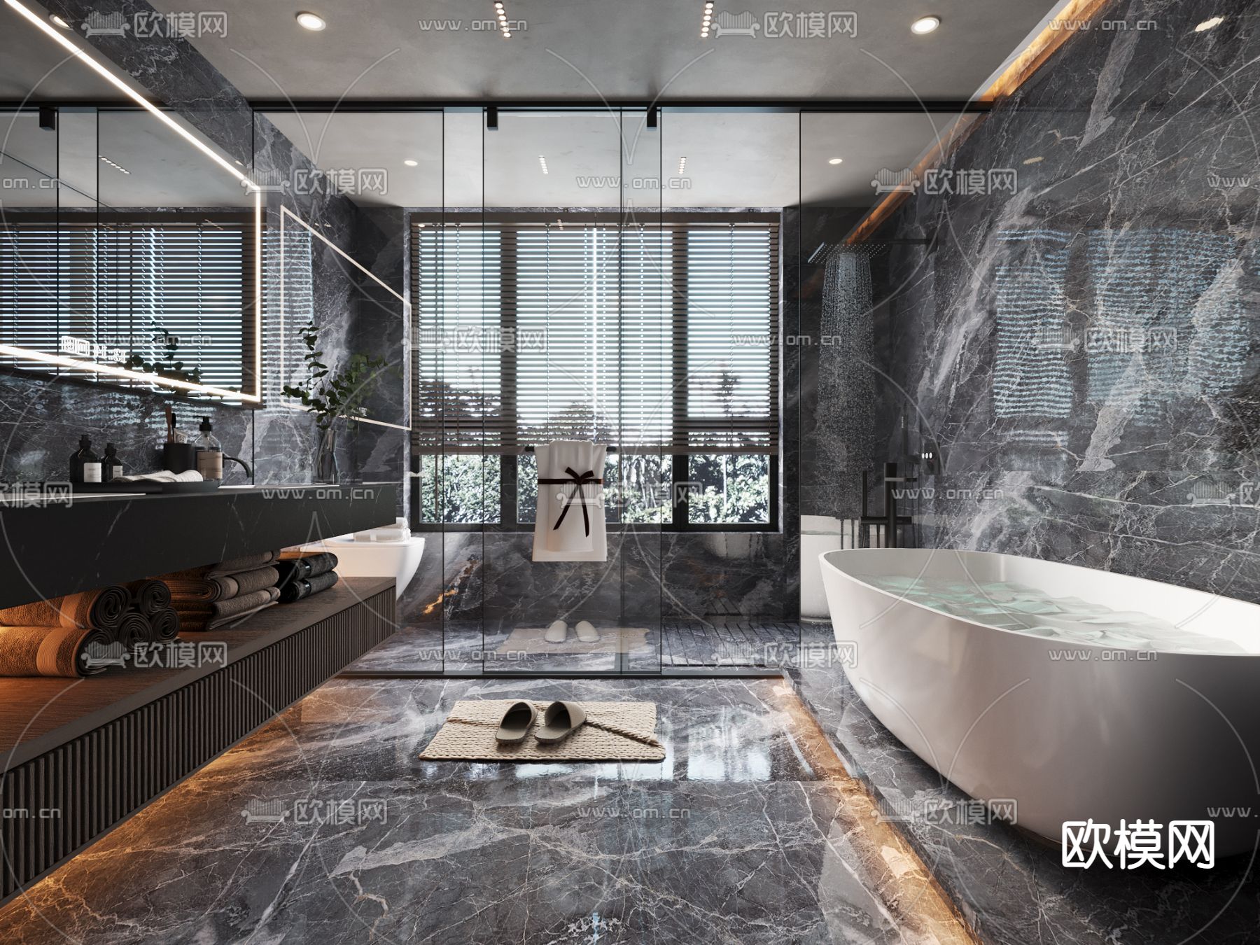 现代卫生间 浴室3d模型下载