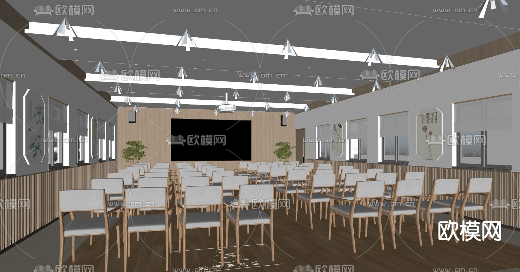 现代养老院会议室su模型下载（渲染图2）