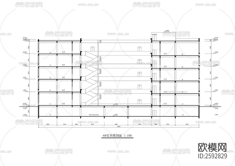 中學(xué)總圖及和各棟全套建筑CAD施工圖下載(渲染圖9)