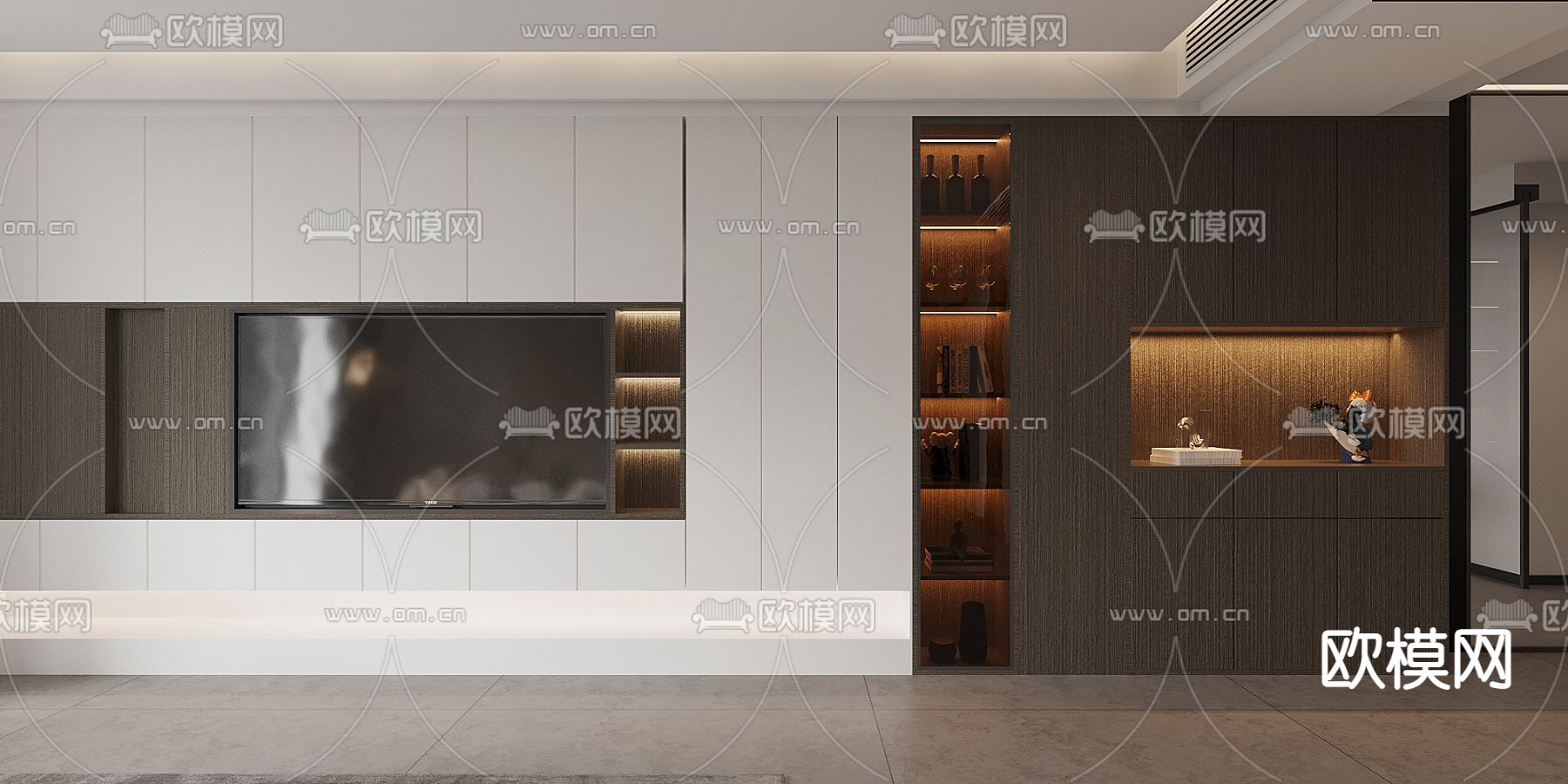 电视背景墙3d模型下载