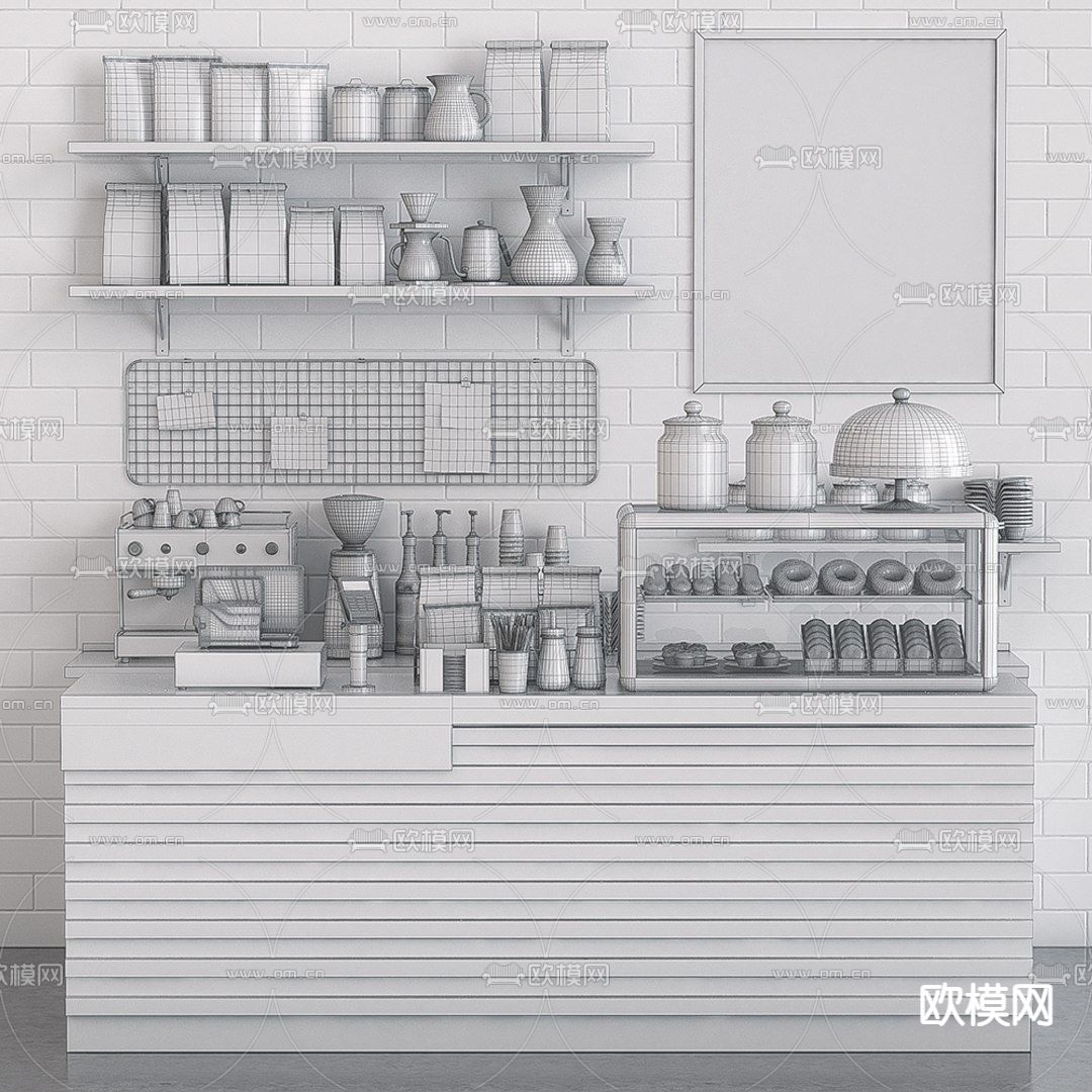 工业风吧台 操作台3d模型下载（渲染图4）