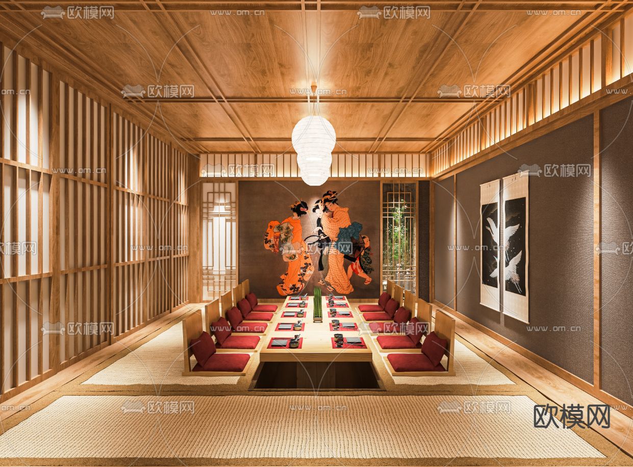 日式料理店su模型下载