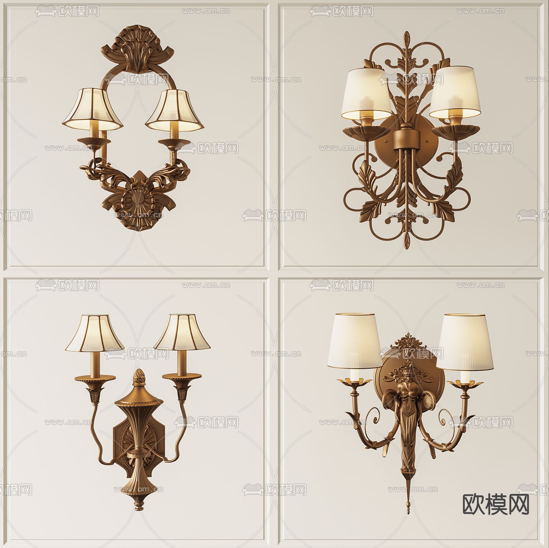 欧式壁灯su模型下载（渲染图1）