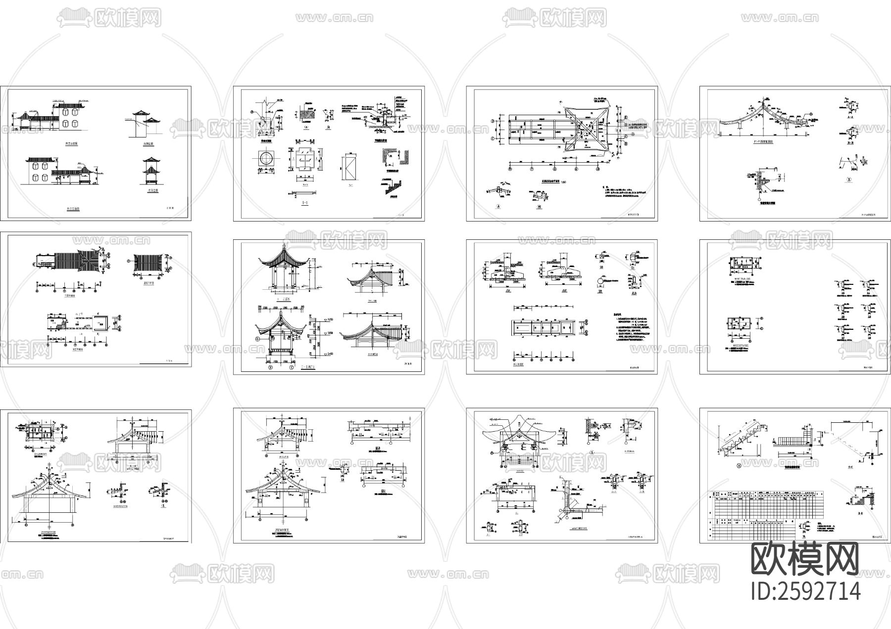 古建筑小品廊亭CAD施工图下载（渲染图1）