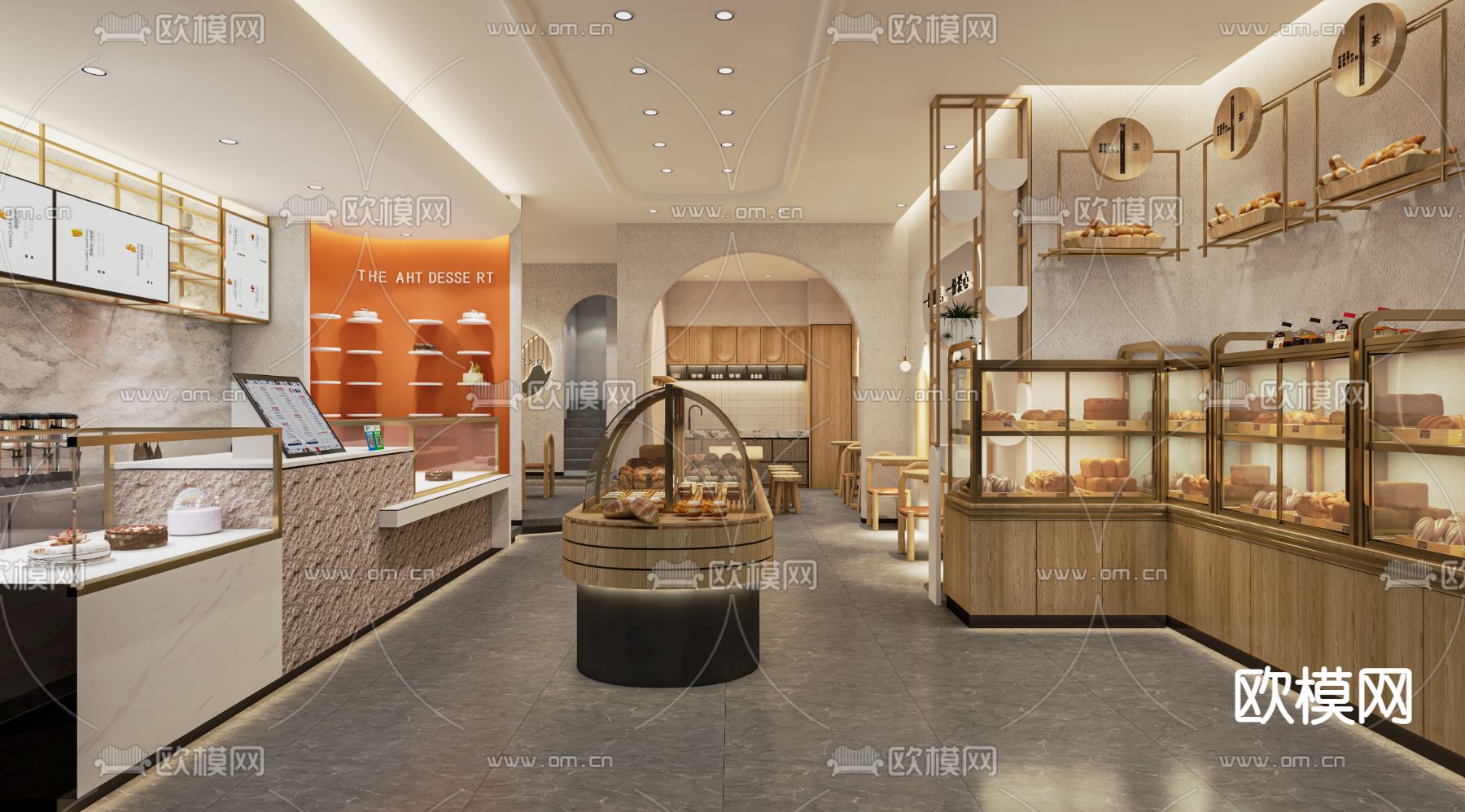 轻奢甜品店 面包店su模型下载