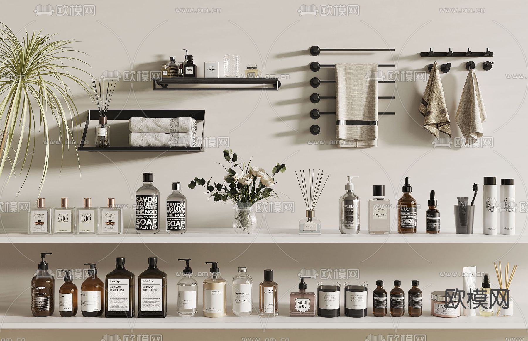 洗浴用品 卫浴五金 毛巾架3d模型下载