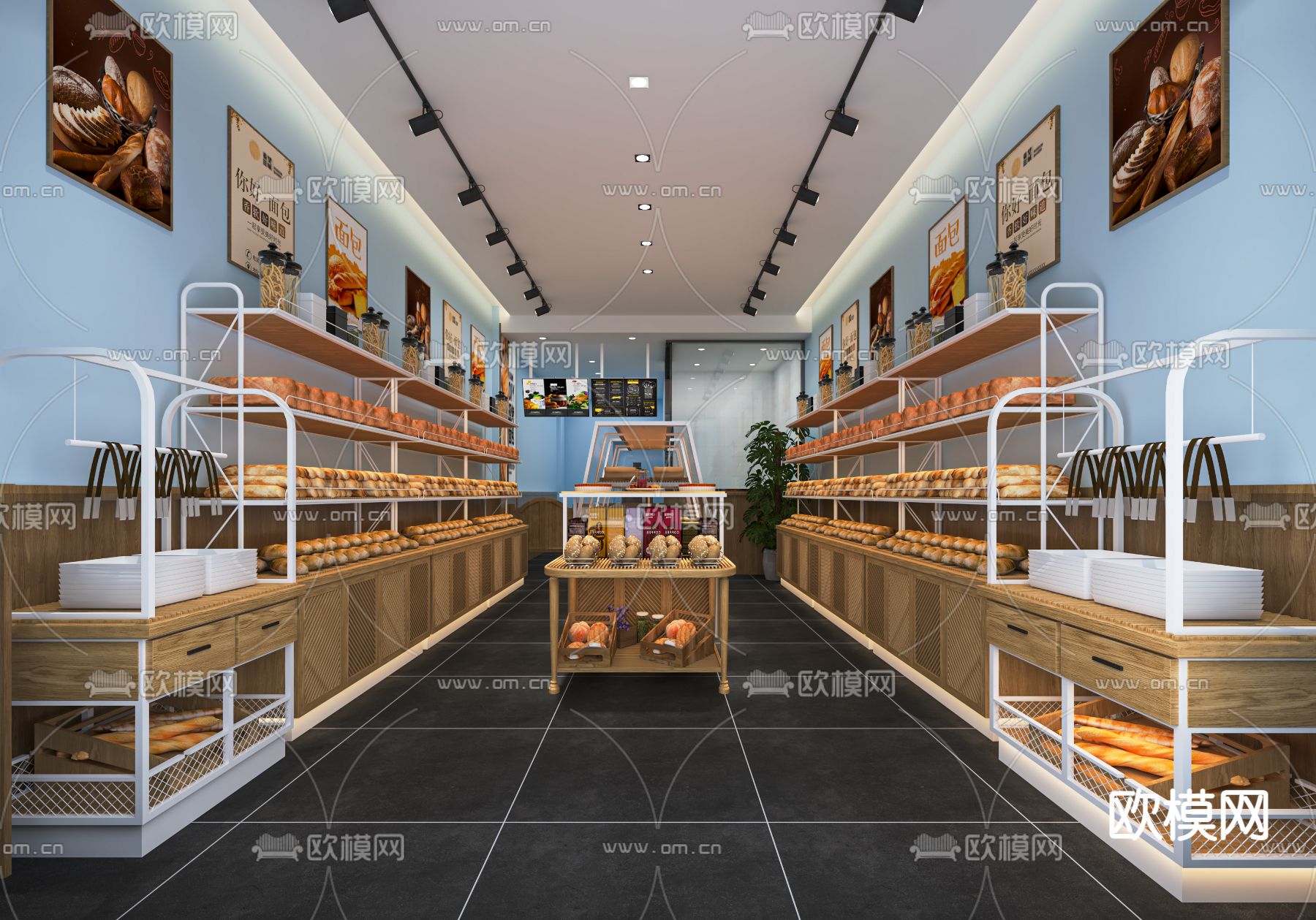 现代甜品店 面包店su模型下载