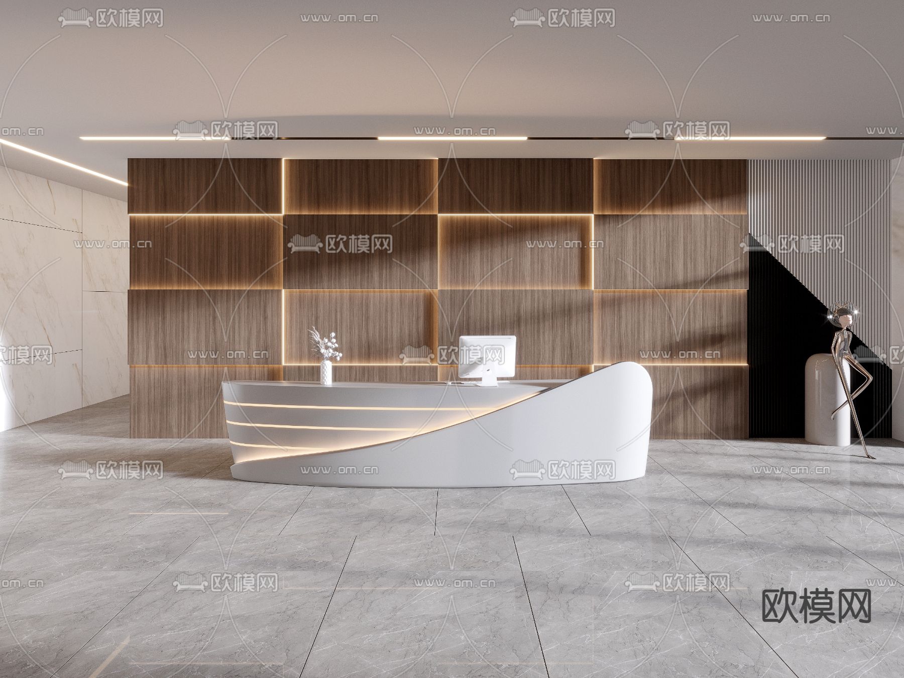 办公前台3d模型下载